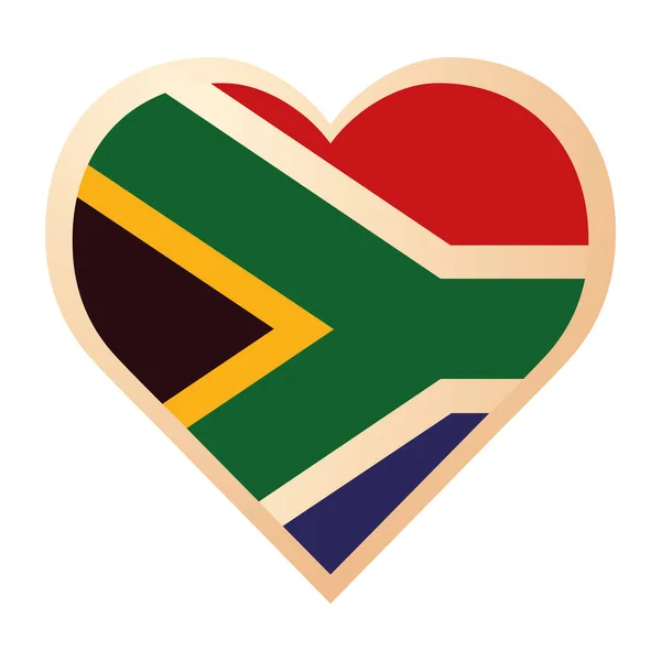 Corazón con bandera de Sudáfrica — Vector de stock