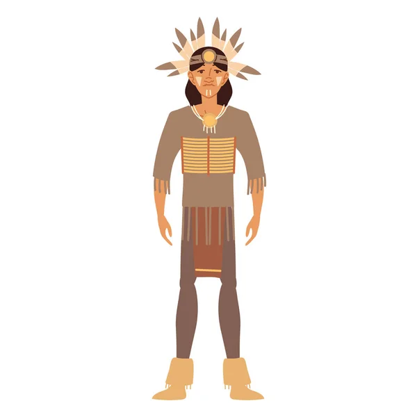Guerrero hombre nativo — Vector de stock