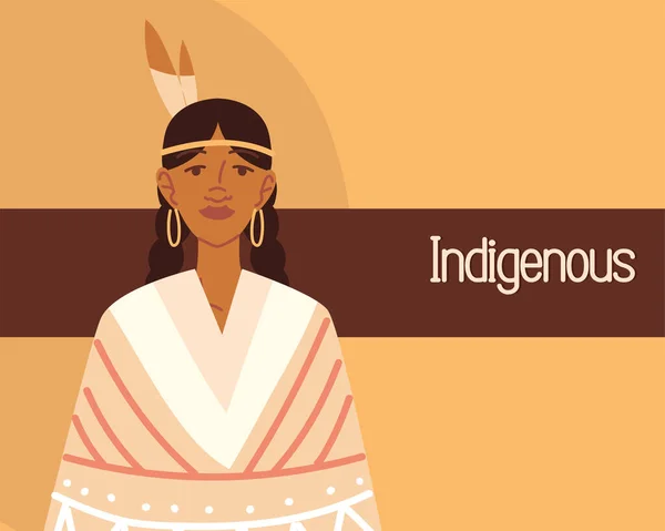 Indigenous woman with feather — Stock Vector