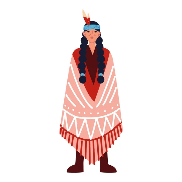 Old woman native indigenous — Stock Vector