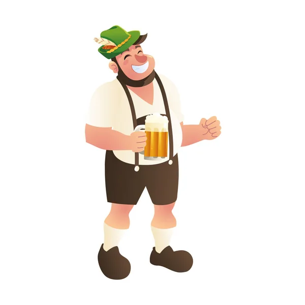 Bavarian man with beer — Stock Vector