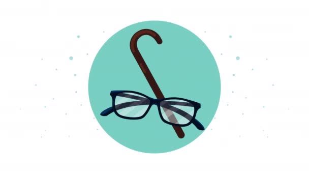 Brillenglazen en accessoires voor bejaarden — Stockvideo
