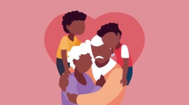 Afro dedeler ve nineler torunlarıyla kucaklaşıyor.