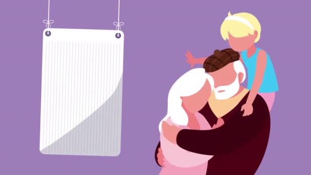 Avós casal abraço com neta — Vídeo de Stock