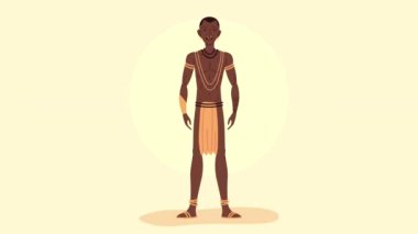 afro erkek yerli etnik karakter animasyonu