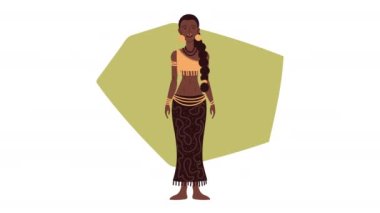 afro kadın yerli etnik köken karakter animasyonu