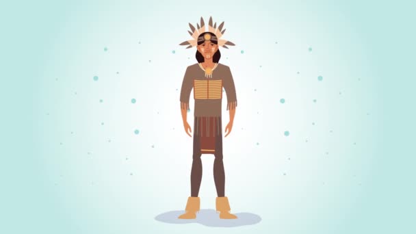 Male indigenus ethnicity character animation — Stock Video