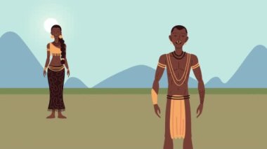 Afro yerli çiftler tarlada etnik kökenliler