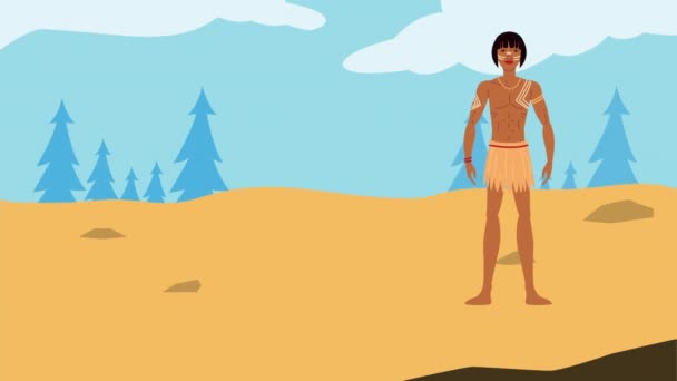 Indigenus couple ethnicity in the desert — Stock Video