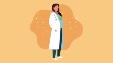 Kadın doktor kaplama işçi karakter animasyonu