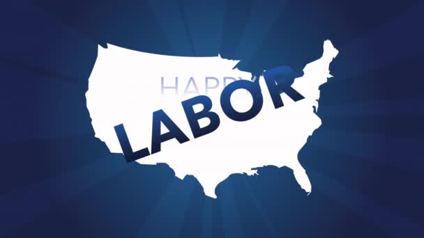 Labor day lettering in usa map — Stock Video