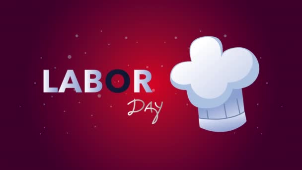 Labor day lettering with chef hat — Stock Video