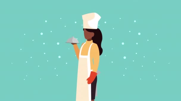 非洲裔女厨师职业介绍工作者 — 图库视频影像