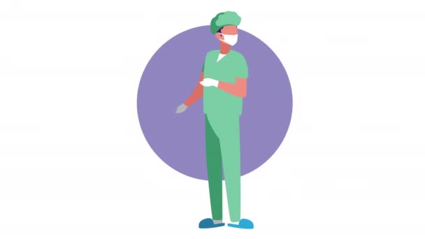 Surgeon ocupation worker character animation — Stock Video