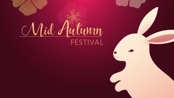 Mitten im Herbstfest Schriftzug mit Hase — Stockvideo