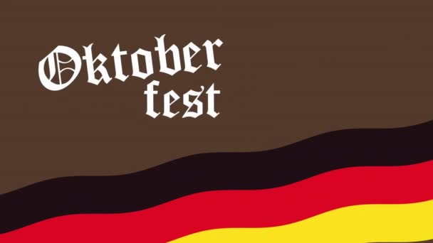 Oktoberfest celebration lettering with germany flag — Stock Video