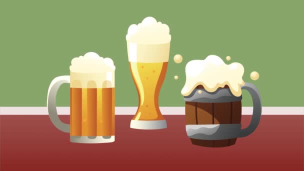 Animation zum Biertrinken — Stockvideo