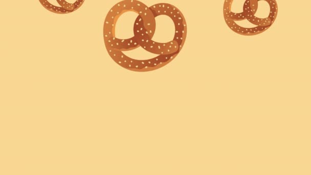 Animación celebración oktoberfest con patrón pretzels — Vídeos de Stock