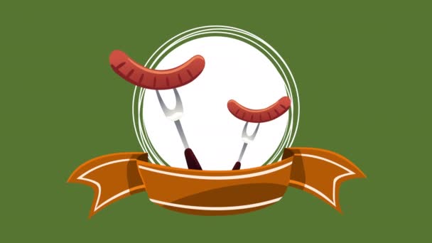 Oktoberfest-Animation mit Gabeln und Wurst — Stockvideo