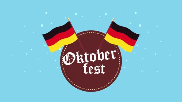 Oktoberfest celebration lettering with germany flags — Stock Video