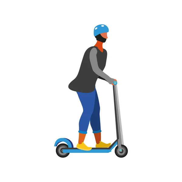 Tekmeleyen adam scooter sürüyor — Stok Vektör