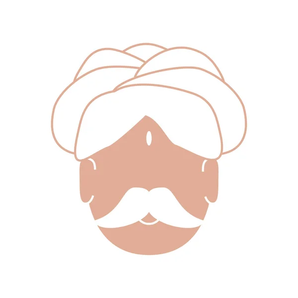 Cara de hombre india — Vector de stock