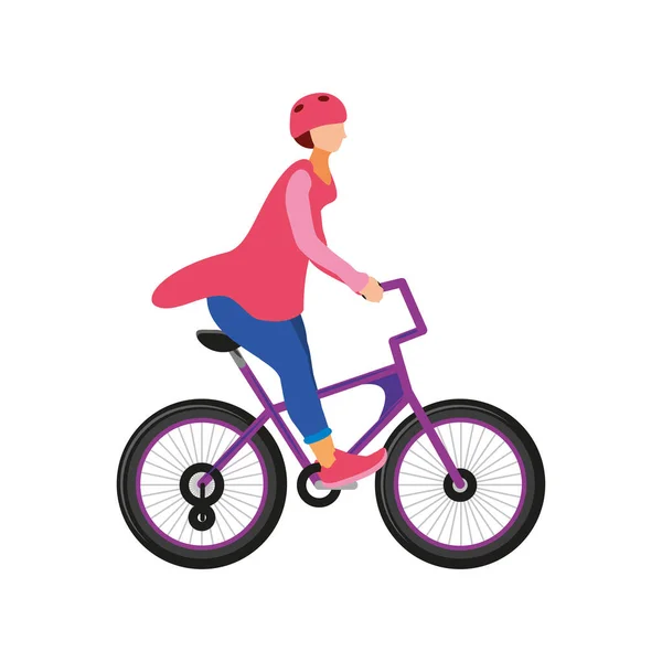 Donna in bicicletta — Vettoriale Stock