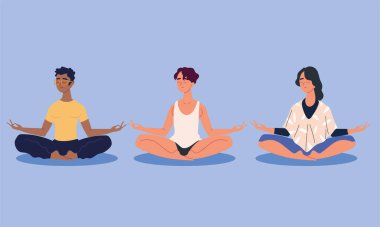 Erkekler nilüfer çiçeği pozunda meditasyon yaparlar.