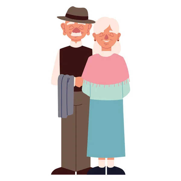 Grandparents standing cartoon — Stock Vector