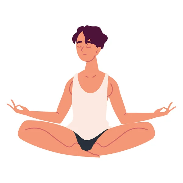 Cara em meditação lótus pose —  Vetores de Stock