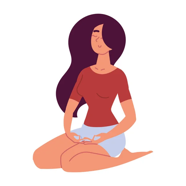 Mujer practicando meditación — Vector de stock