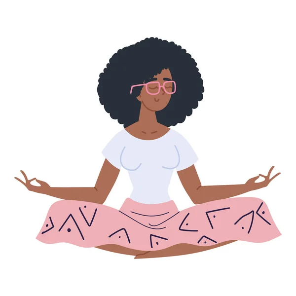Afro žena v meditaci — Stockový vektor