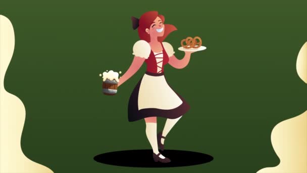 Oktoberfest празднование немецкая женщина — стоковое видео