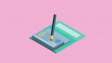 banknotlar ve kalem finansal animasyonu
