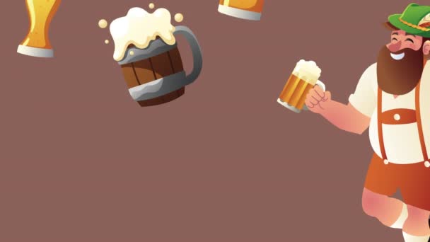德国男人和啤酒，庆祝奥托伯斯特节 — 图库视频影像