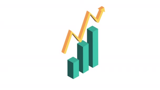 Istatistik çubukları ve ok finansal animasyonu — Stok video