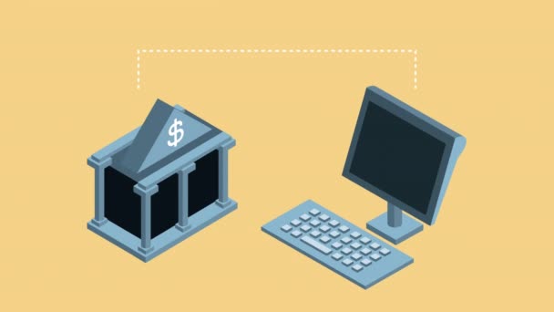 银行和桌面金融动画 — 图库视频影像