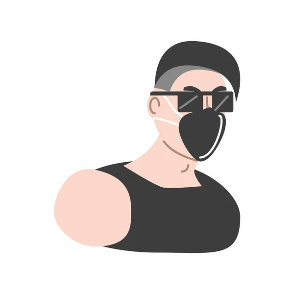 Férfi arcmaszkkal és napszemüveggel — Stock Vector