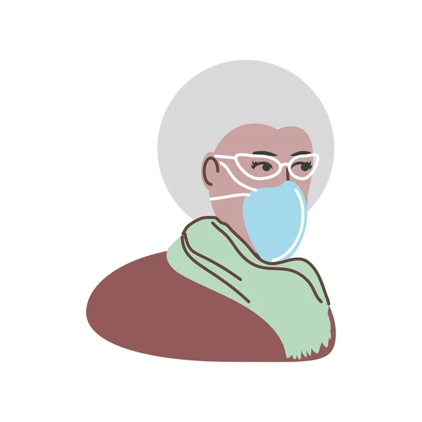 Alte Frau mit medizinischer Maske — Stockvektor