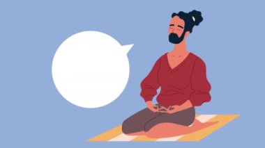 Yoga yapan genç bir adam karakter konuşuyor.