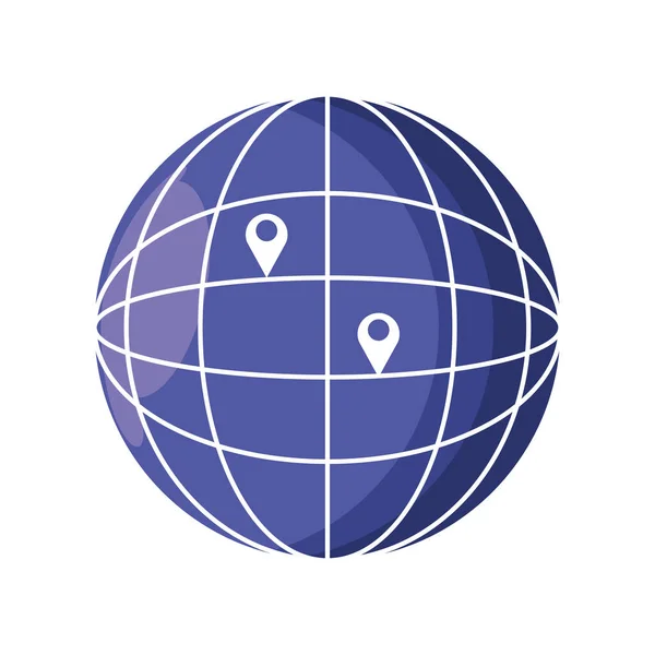 Pinos de localização do mapa mundial — Vetor de Stock