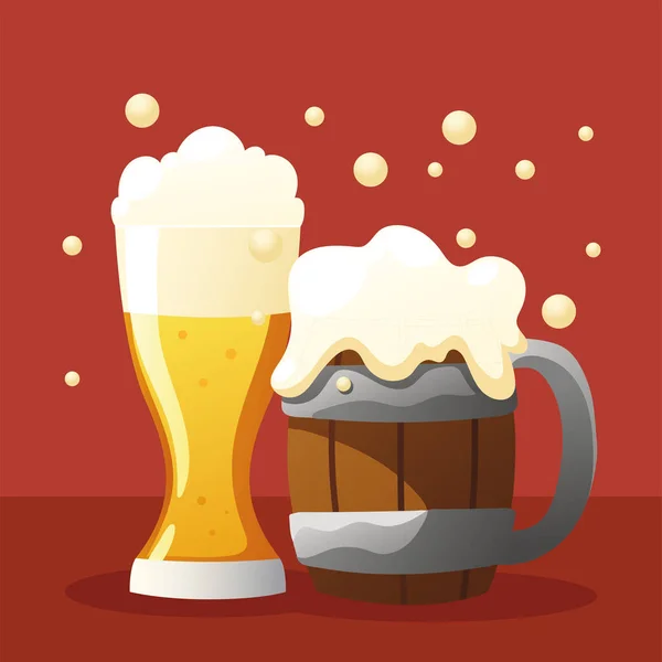 Filiżanki świeżego piwa — Wektor stockowy