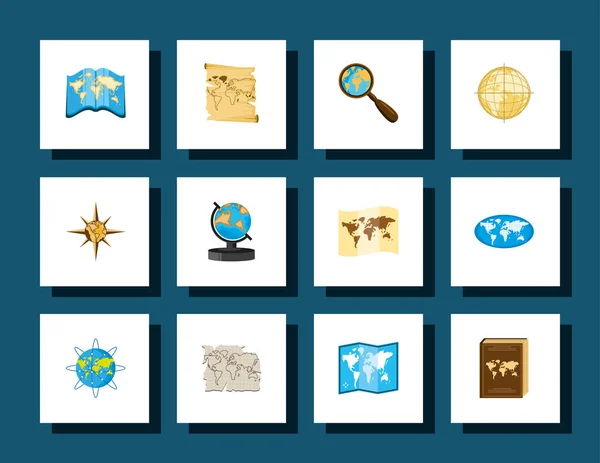 Cartes du monde navigation — Image vectorielle