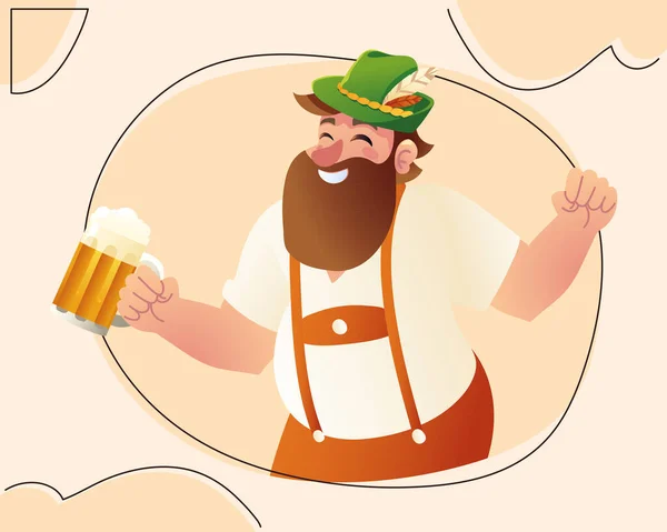 Bavarian man drinking beer — Stock Vector