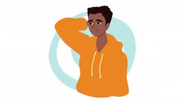 Genç afro adam karakter animasyonu