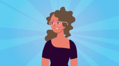 Gözlüklü genç kadın animasyonu