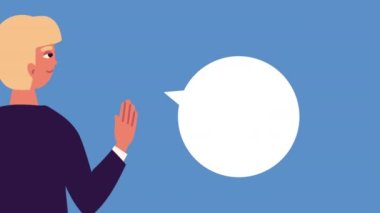 Animasyon konuşan genç adam.