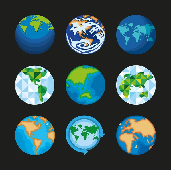 Cartes du monde globe — Image vectorielle