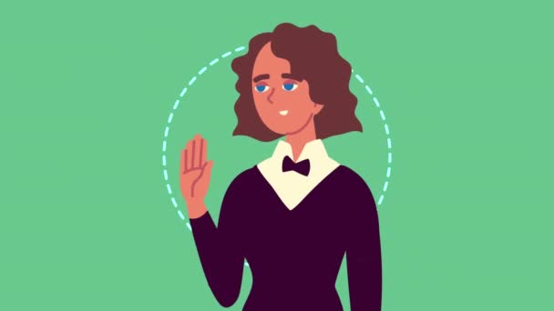 Young woman elegant character animation — Stock Video