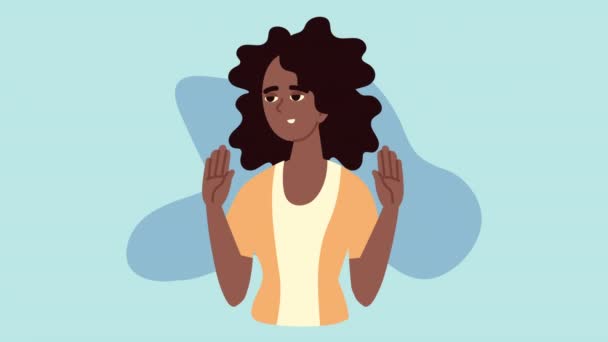 Afro jonge vrouw avatar karakter animatie — Stockvideo